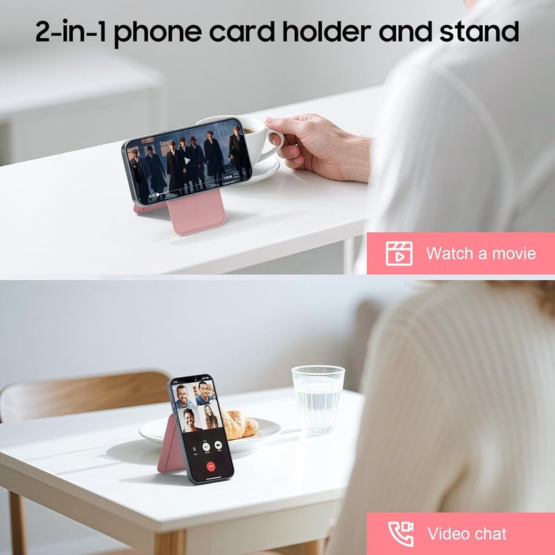Frapkom Magnetic Wallet for iPhone, Adjustable Leather Mag-Safe Card Holder for iPhone 17/16/15/14/13/12 Series, ID Window, Card Slot, RFID Blocking (pink) - Image 5